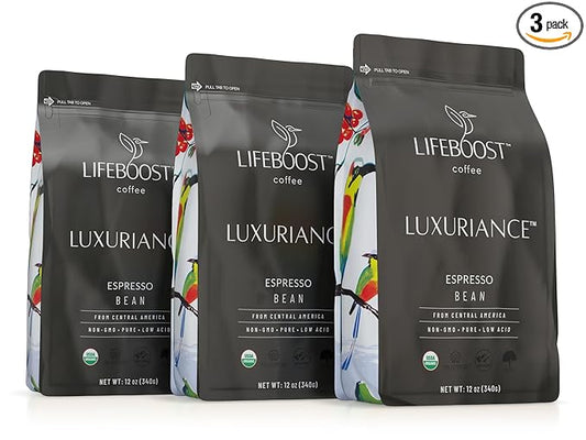 Lifeboost Organic Espresso Beans Whole - Non-GMO Low Acid Single Origin Organic Espresso Coffee