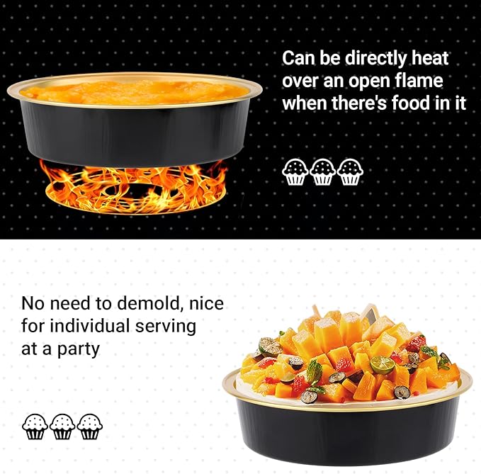 Beasea Aluminum Ramekins 200 Pack, 4" 7.3oz 215ml Disposable Baking Foil Cups Mini Ramekin Cup No