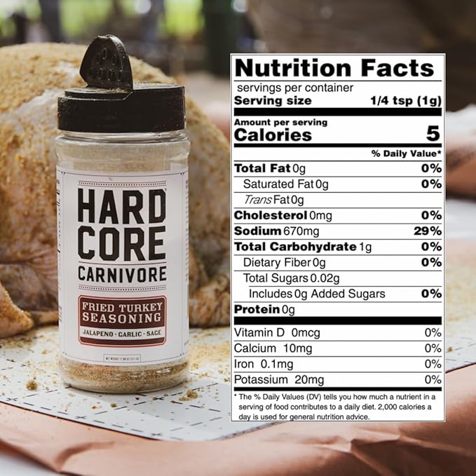 Hardcore Carnivore Limited Edition Fried Turkey Seasoning (11 oz Shaker) Texas-Made Blend for