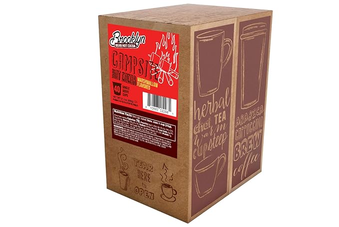 Brooklyn Beans Campsite Chocolate Mashmallow Hot Cocoa Pods, Compatible with K Cup Brewers