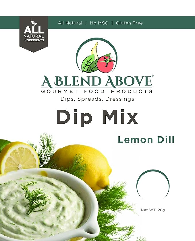 A Blend Above Lemon Dill Dip Mix Gourmet Food Product, 1 oz Packet (3 Pack), Gluten-Free, No MSG