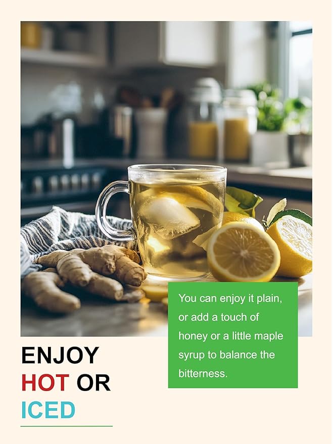TeeLux Lemon Ginger Herbal Tea, Refreshing Lemon with Spicy Ginger Root & Zesty Lemongrass