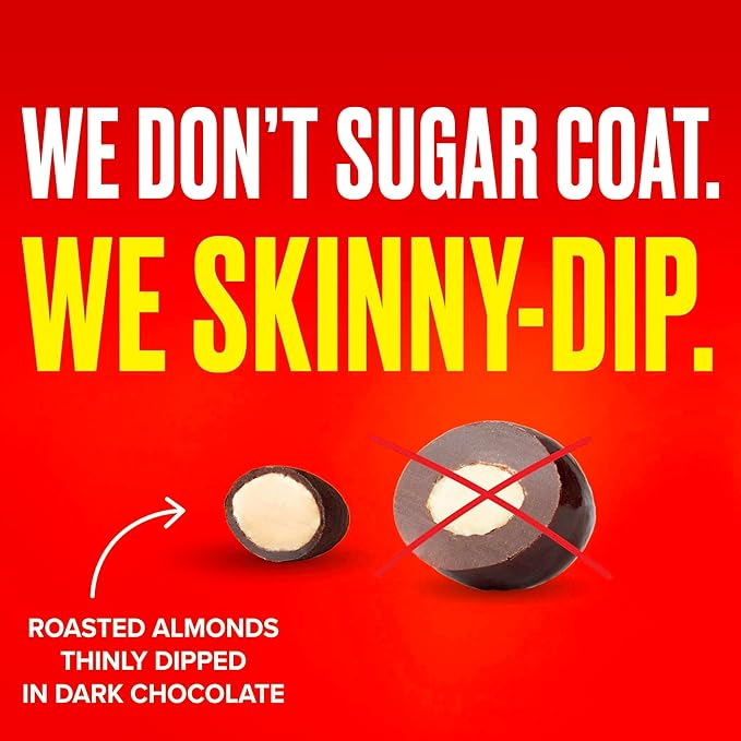 SkinnyDipped Dark Chocolate Peanut Butter Almonds, Healthy Snack, Plant Protein, Gluten Free, 3.5