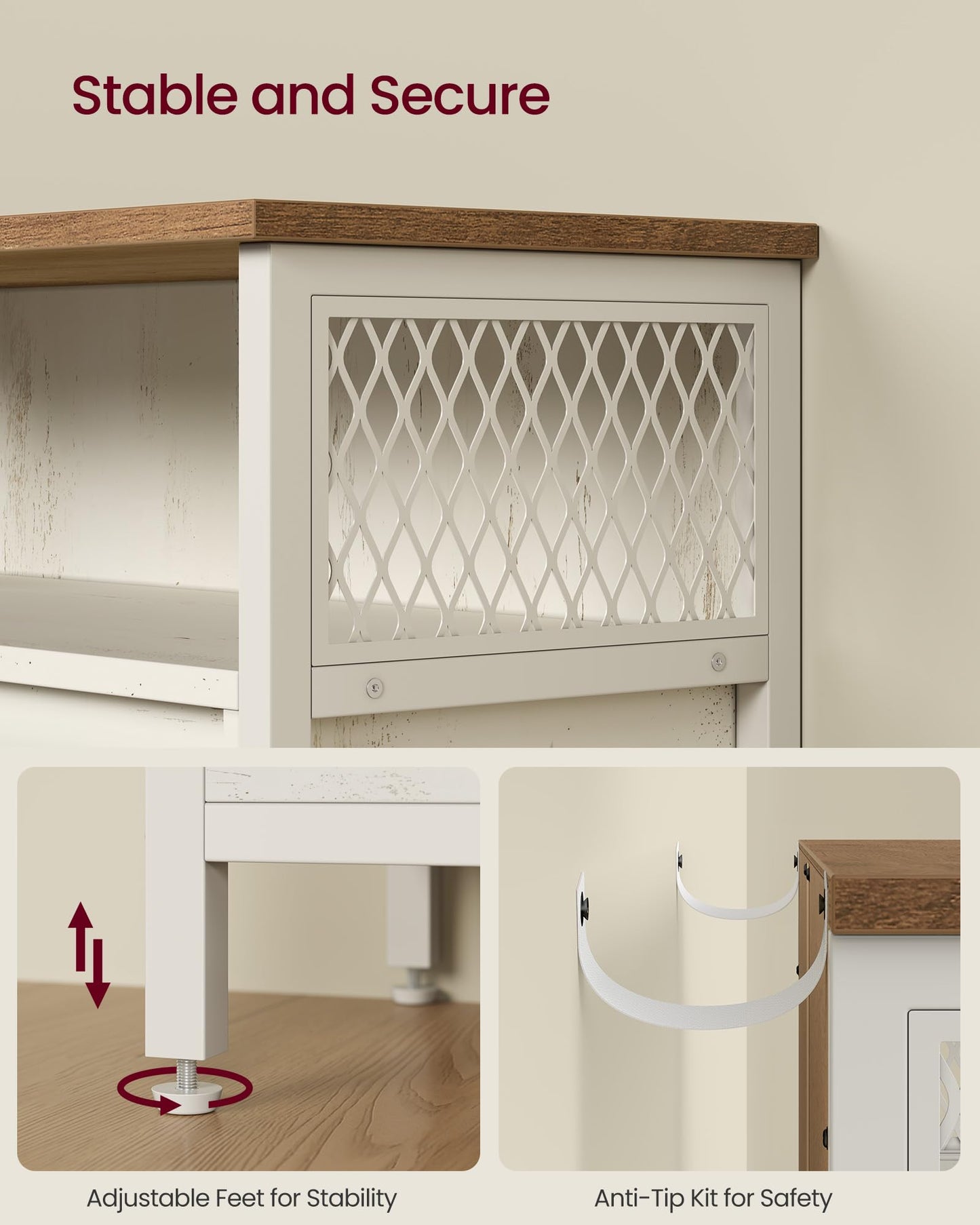 VASAGLE Buffet Cabinet, Coffee Bar Storage Cabinet, Sideboard with 1 Sliding Barn Door, Adjustable