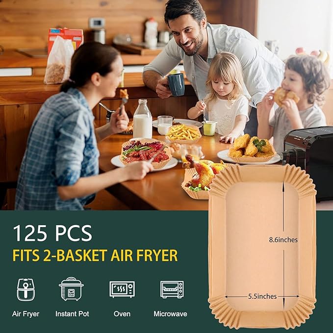 Air Fryer Disposable Paper Liners for Ninja Dual Airfryer Accessories, Non-Stick Parchment