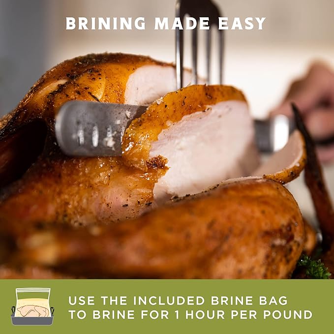 Fire & Flavor Apple Sage Perfect Brine - Turkey Brine Kit with Bag for Roasting, Grilling, Smoking