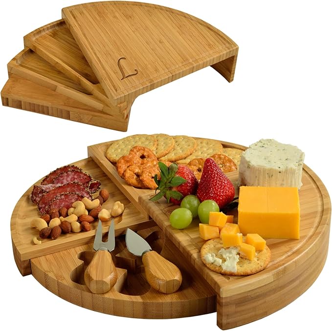 Picnic at Ascot Patented Personalized Monogrammed Engraved Bamboo Cheese/Charcuterie Board with