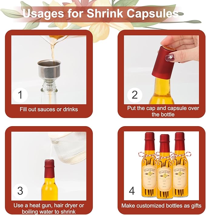 DHSBTLS 12 PCS 5 oz Vanilla Extract Bottles 150 ml Hot Sauce Glass Bottle with Leak Proof Screw