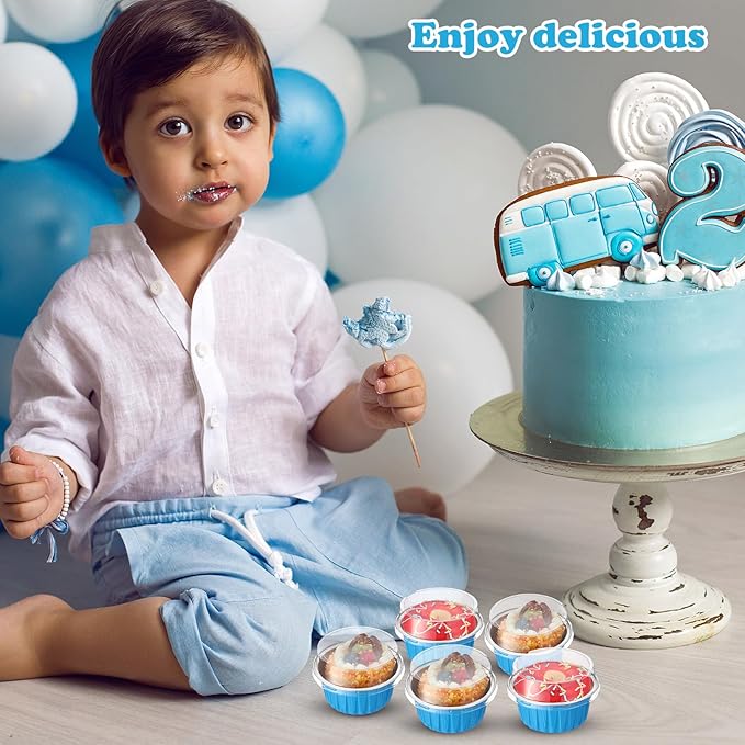 Gejoy 400 Pcs Aluminum Foil Baking Cups with Lids 5 oz Disposable Ramekins Mini Cake Pans Creme