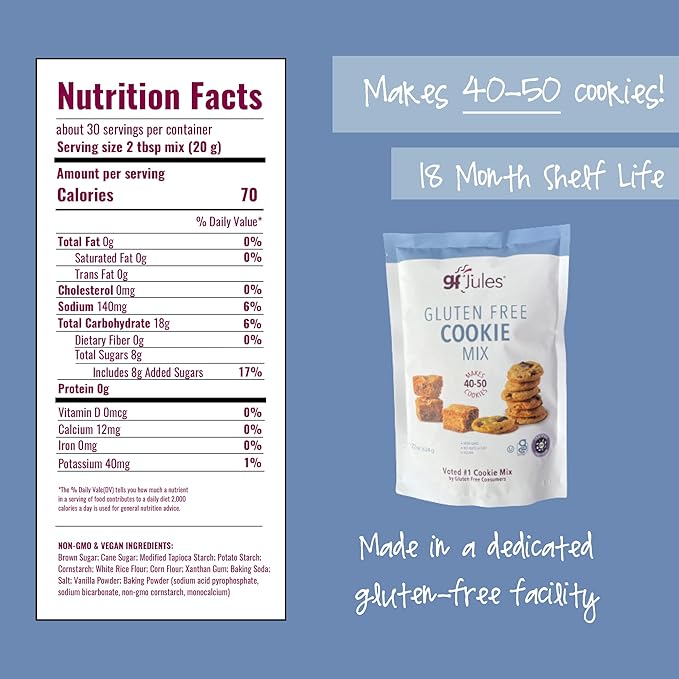 gfJules Certified Gluten Free Cookie Baking Mix | Tollhouse Style | Bars or Cookies | No Grit