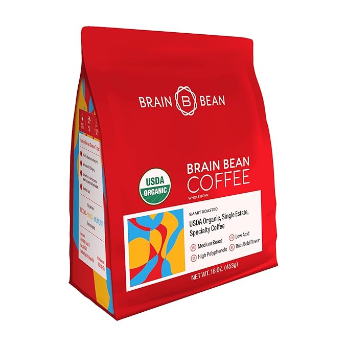 Brain Bean Organic Coffee ??Smooth Taste & Rich Medium Roast ??High Antioxidant & USDA certified