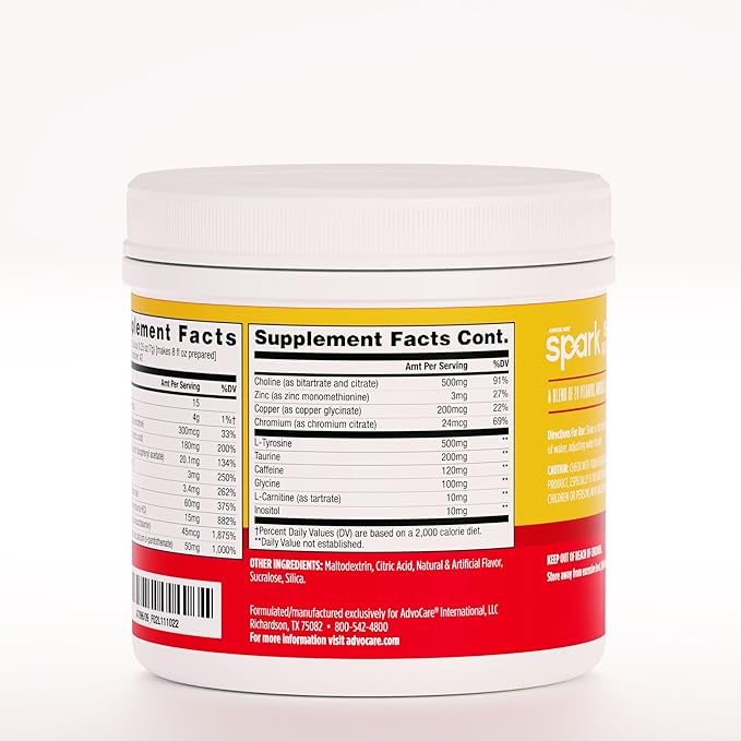AdvoCare Spark Vitamin & Amino Acid Supplement - Focus & Energy Drink Powder Mix with Vitamin A