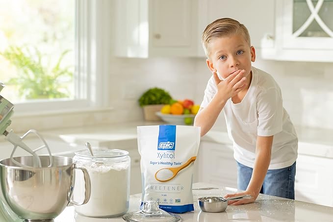 Epic 100% Xylitol Sweetener - 5 Pound Zipper Pouch of Xylitol Sugar Substitute for Baking & Cooking