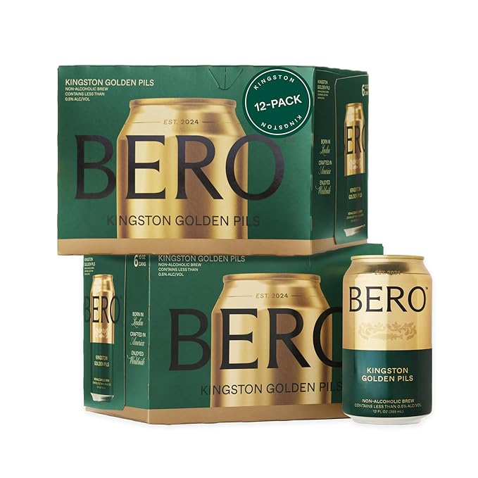 BERO Kingston Golden Pils Non-Alcoholic Beer, 12-Pack Lager-Style Craft Brew, NA Beer by Tom