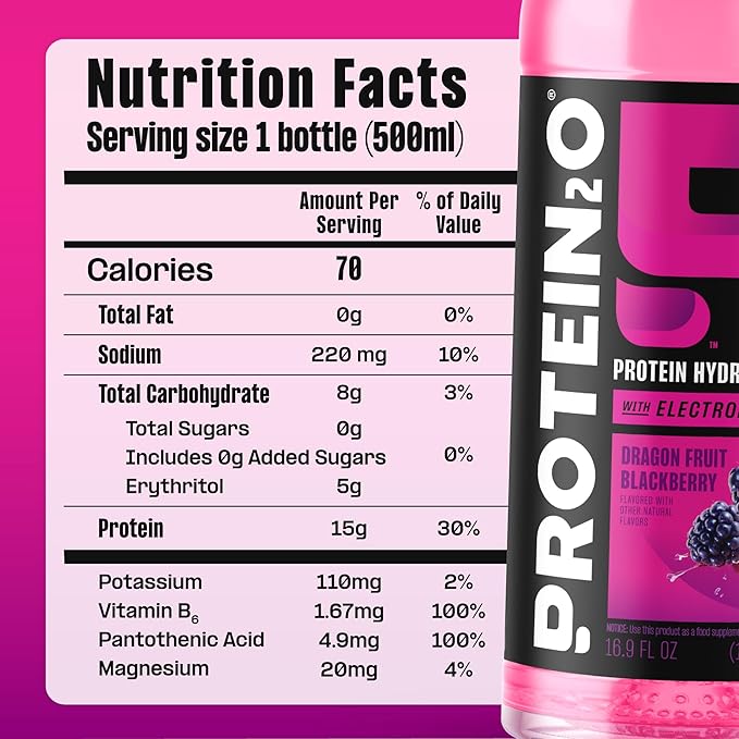 Protein2o Hydration Drink - 2-in-1 Liquid Clear Whey Protein Isolate and Electrolyte Drink - 15g