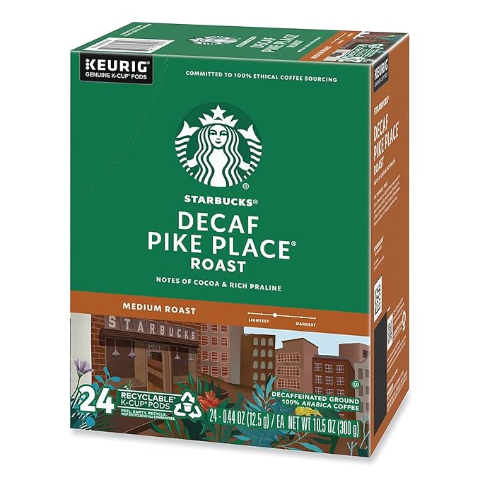 Starbucks K-Cup Coffee Pods, Medium Roast Coffee, Decaf Pike Place Roast, 100% Arabica, 4 boxes (96