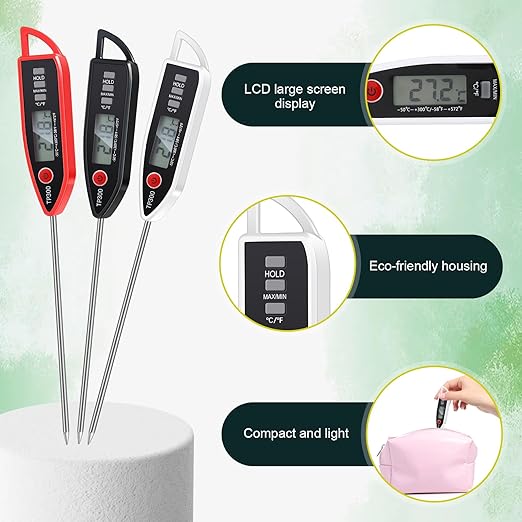 6 Set Waterproof Food Thermometer for Water, Liquid, Candle and Cooking Digital Meat Thermometer
