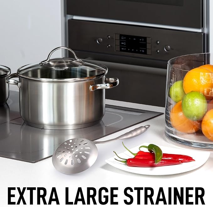 Zulay Kitchen Stainless Steel Slotted Serving Spoon - Large Frying Spoon Skimmer - Durable Utensil
