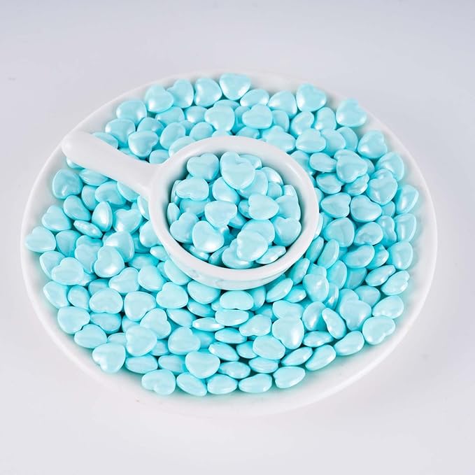 Kasvan Blue Heart Shapes Sprinkles - Edible Candy Pearls 130g/4.58 Oz, Mix Size, Baking Cake