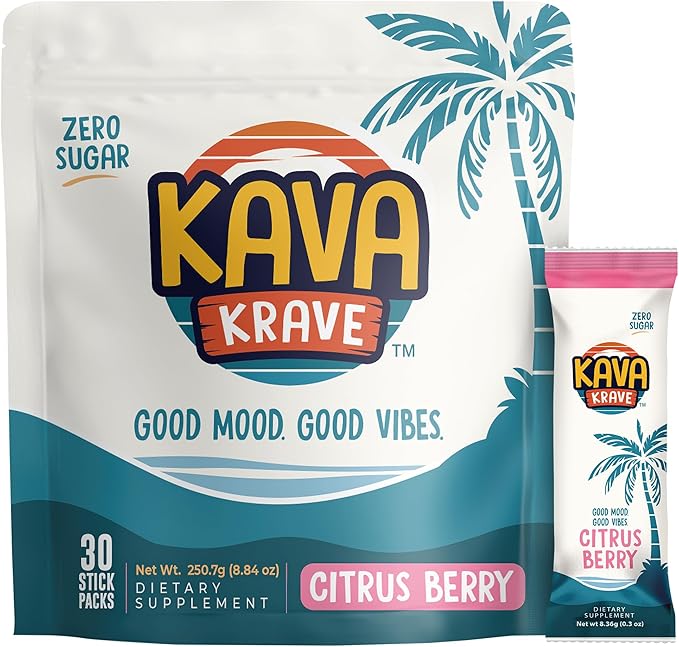 Citrus Berry Kava Drink Mix ??30 Pack for Natural Energy, Mood Support, Stress Relief & Nootropic
