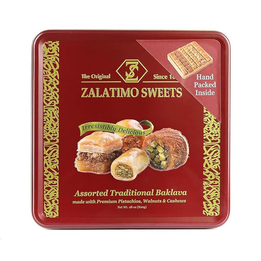 Zalatimo Sweets Since 1860, 100% All Natural Assorted Baklava, Slightly Sweet Baklava in Square