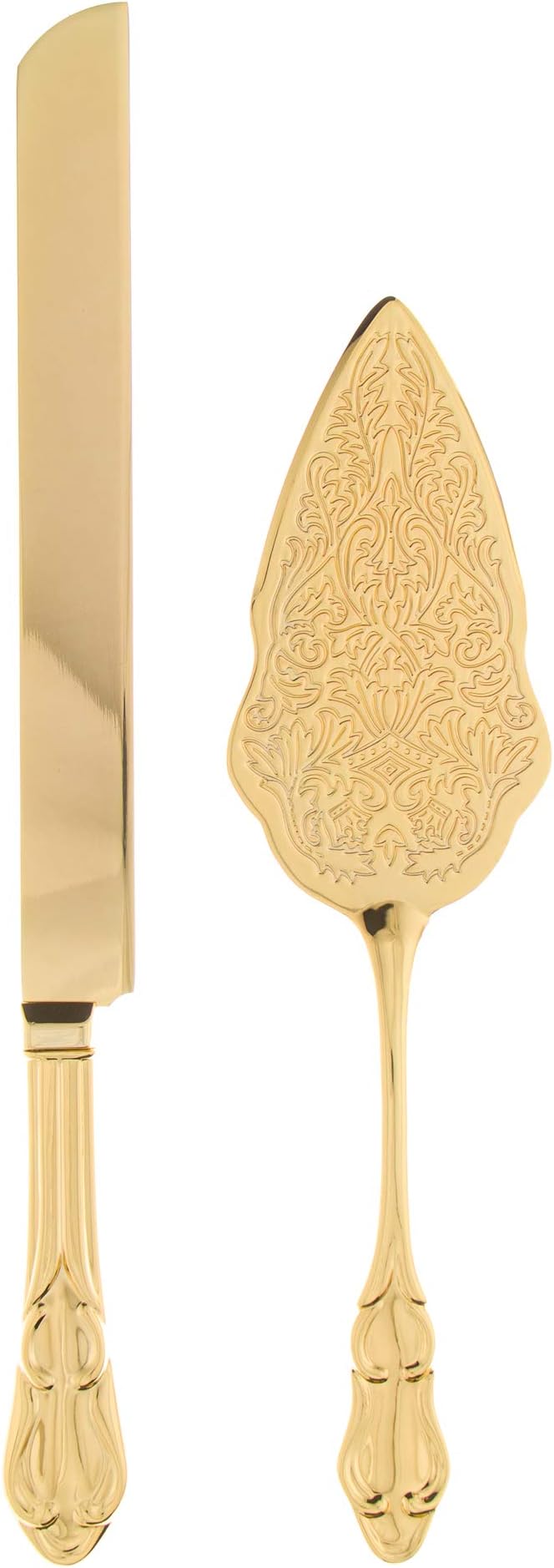 Ella Celebration Gold Wedding Cake Knife & Server Set, Vintage Cake Cutting Utensils, Party