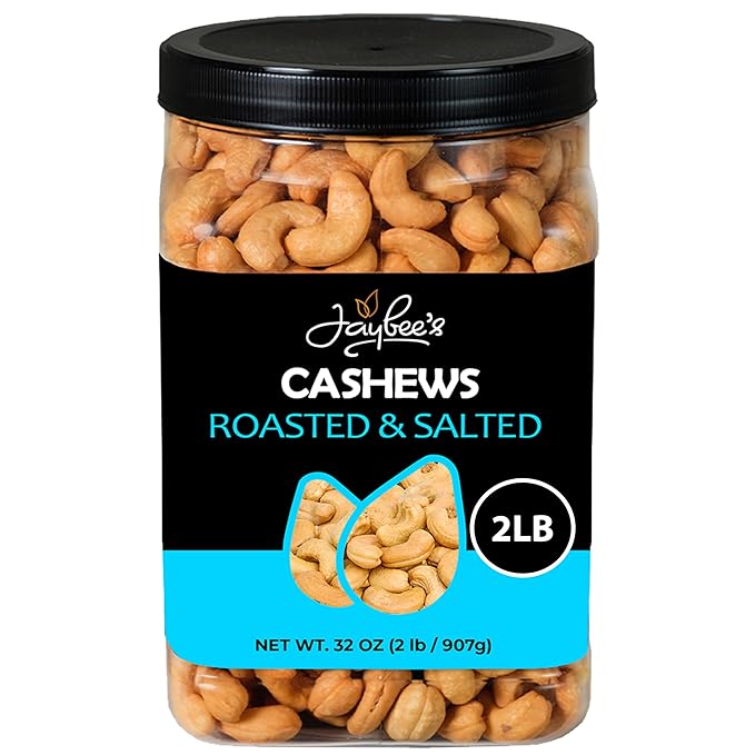 Cashews Roasted Salted - 32 oz 2 lbs | Whole Cashew Nut | Healthy Protein Snack | Natural Keto &