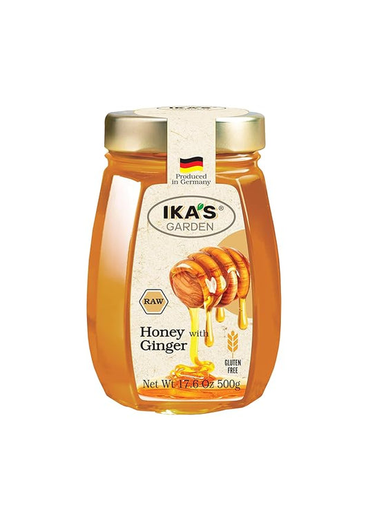 Ika's Garden Raw Honey with Ginger - 100% Pure, Unfiltered, Gluten-Free – Product of Germany, 17.6