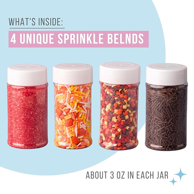 Sweets Indeed Sprinkles, Fall Sprinkles, Leaf Shapes, 4 pack, 11.57 ounces, Edible Sprinkle Mix