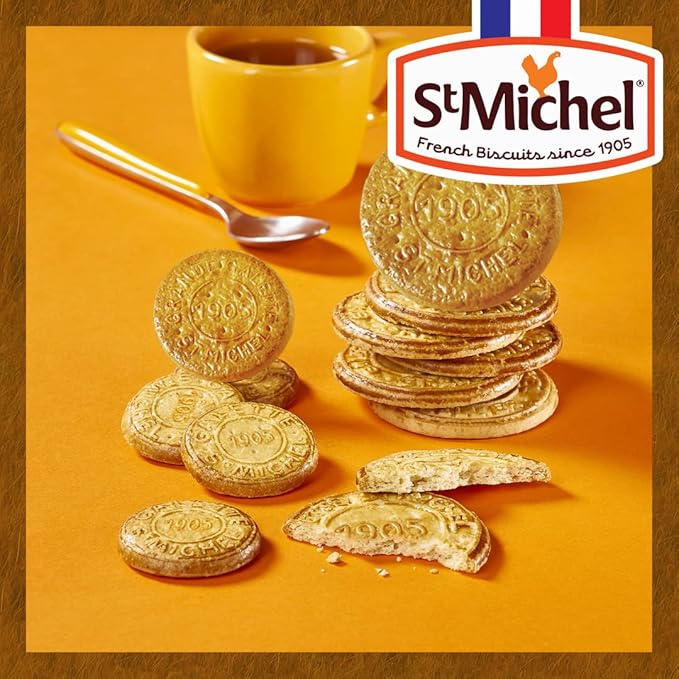 St Michel Caramel Grandes Galettes Butter Cookies Biscuits 5.29oz, Made In France, Pack of 4