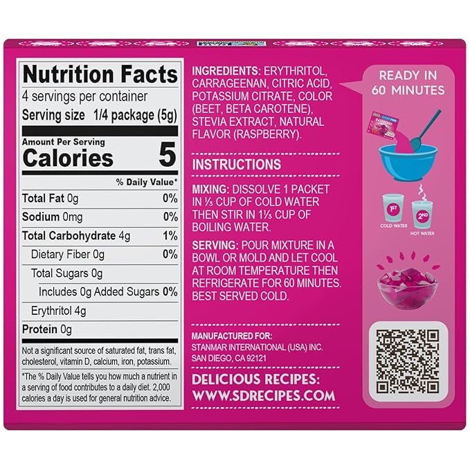 Simply Desserts Sugar-Free Raspberry Jel, 6-Pack - Vegan Dessert, Keto Snacks, Diabetic Friendly &