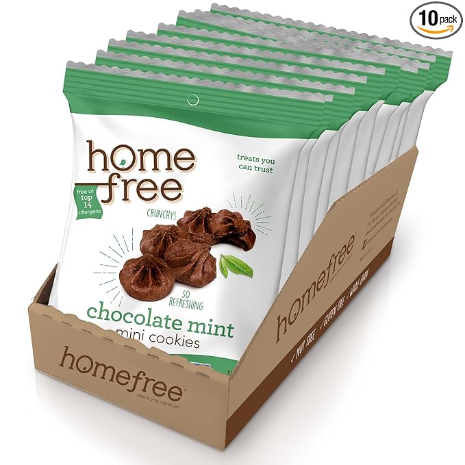 Homefree Treats You Can Trust Gluten Free Mini Cookies, Single Serve, Chocolate Mint, 0.95 Ounce