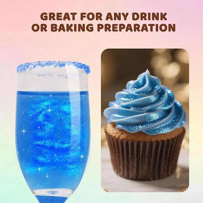 Shimmer Blue Edible Glitter Spray, 5g Edible Glitter for Cocktails, Drinks, Cake Decorating, Edible