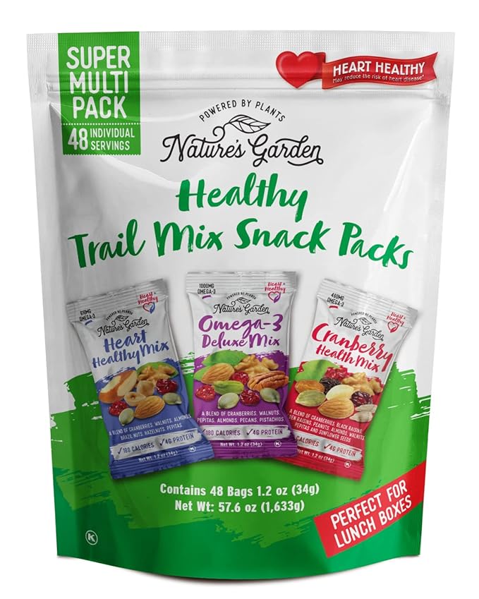 Nature's Garden Healthy Trail Mix Snack Pack - | Premium Nuts and Seeds | Delicious Healthy Trail