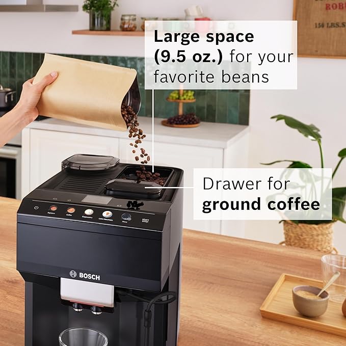 Bosch 500 Series Fully Automatic Espresso and Coffee Machine – Touch Control Panel, Milk Hose