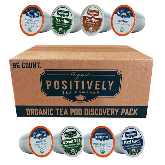 Organic Positively Tea Company, Discovery Variety Pack, K-Cup Compatible, 96 Pods