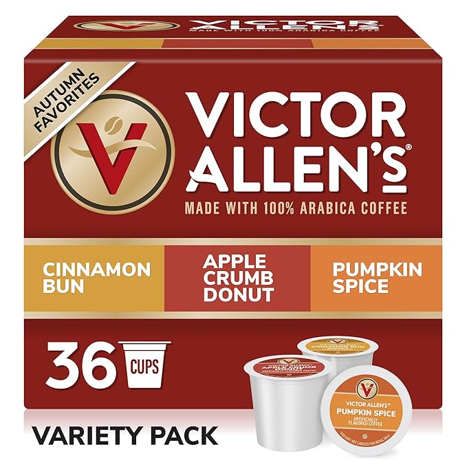 Victor Allen's Coffee Autumn Favorites Variety Pack, Medium Roast, 36 Count, Single Serve Coffee