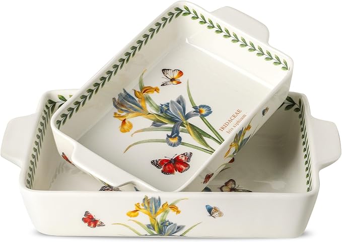 Ceramic Baking Casserole Dish with Handles, Large 8x13 inch & 6x10 inch Pan and Middle Baking Pan