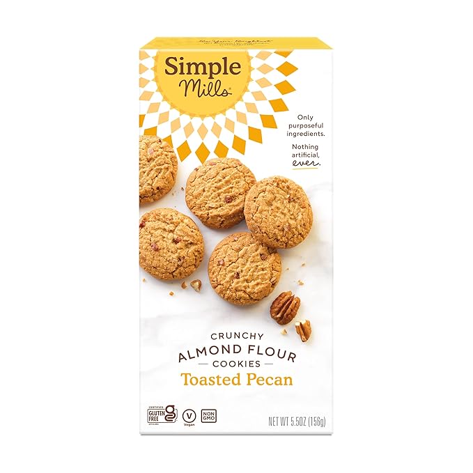 Simple Mills Almond Flour Crunchy Cookies, Toasted Pecan - Gluten Free, Vegan, Healthy Snacks, Made