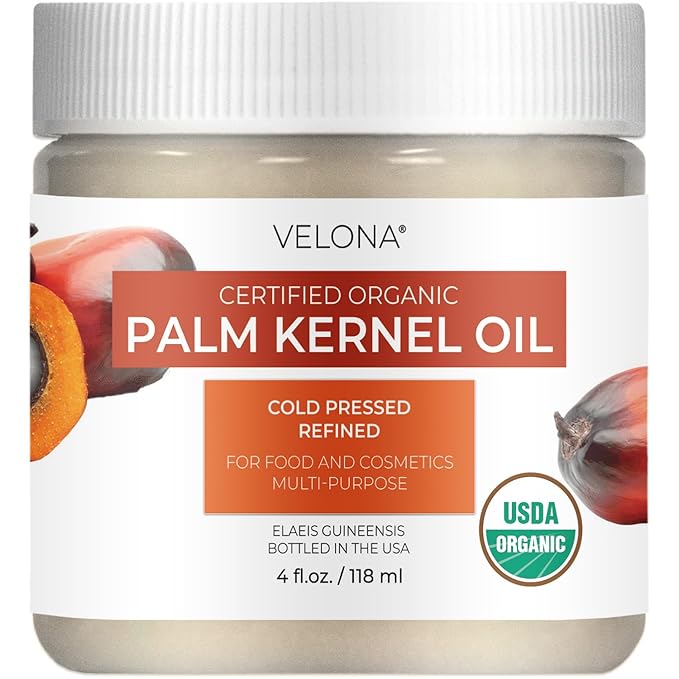 velona USDA Certified Organic Palm Kernel Oil - 4 Fl Oz | 100% Pure and Natural Carrier Oil |