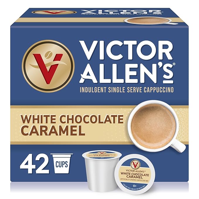 Victor Allen's Coffee White Chocolate Caramel Flavored Cappuccino, 42 Count, Single Serve Cups for