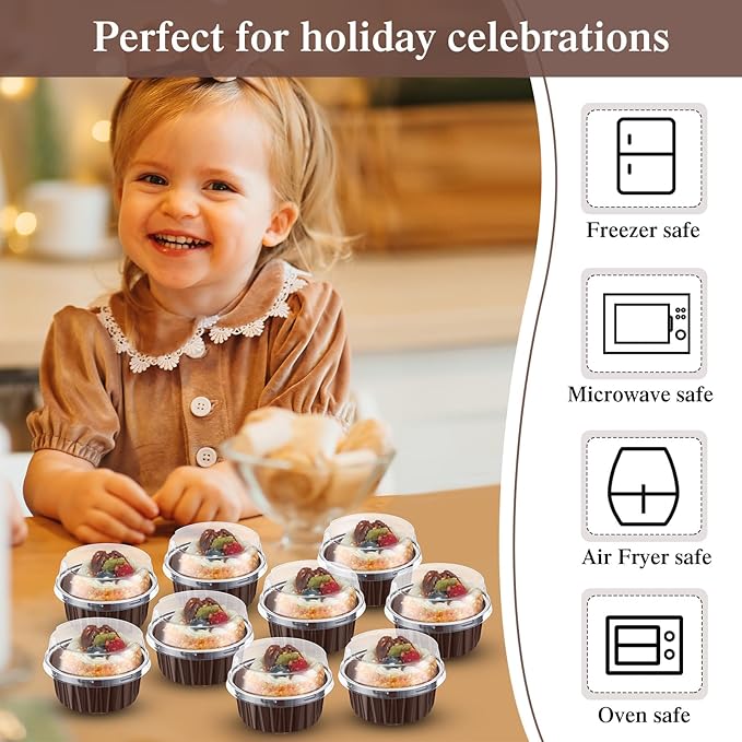 Gejoy 400 Pcs Aluminum Foil Baking Cups with Lids 5 oz Disposable Ramekins Mini Cake Pans Creme
