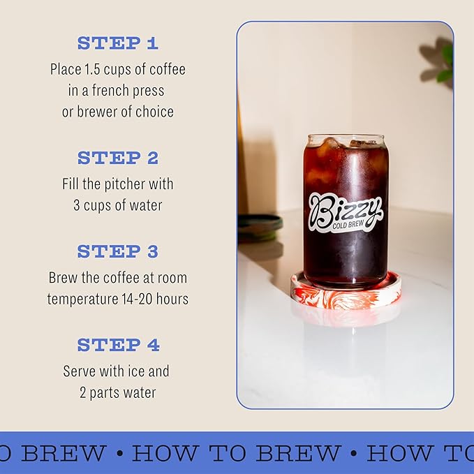 Bizzy Organic Cold Brew Coffee | Dark & Bold Blend | Coarse Ground Coffee | Dark Roast | Micro