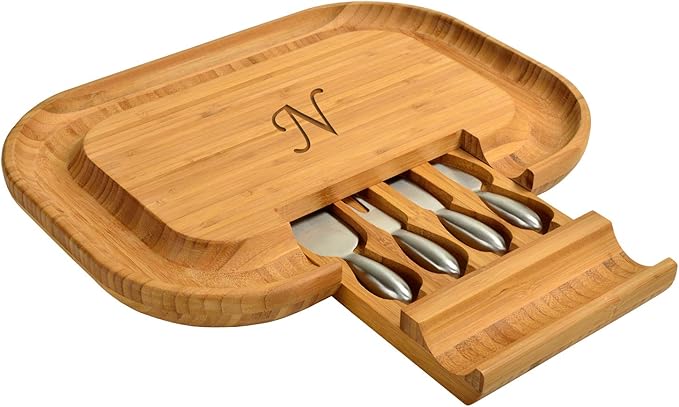 Picnic at Ascot Personalized Monogrammed Engraved Bamboo Cutting Board for Cheese & Charcuterie