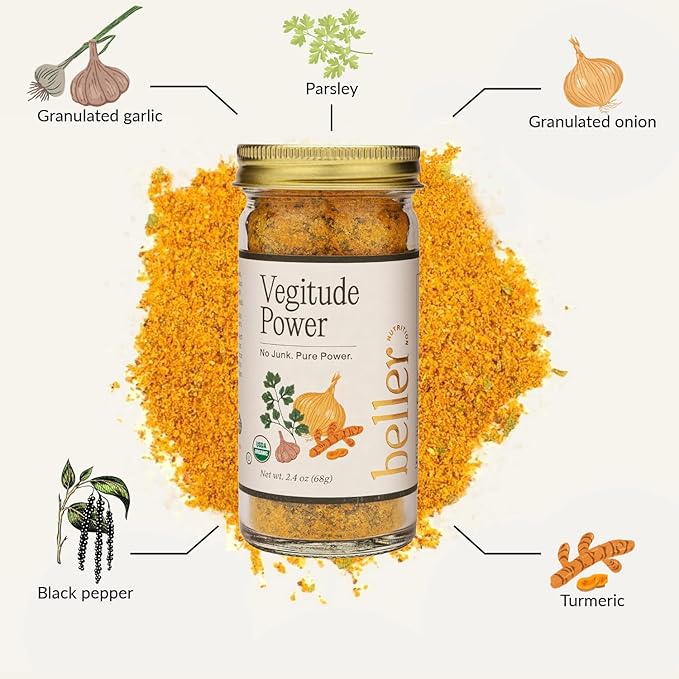 Beller Nutrition Vegitude Power | 1.4 oz | Organic Onion Powder & Garlic Powder No Salt Seasoning