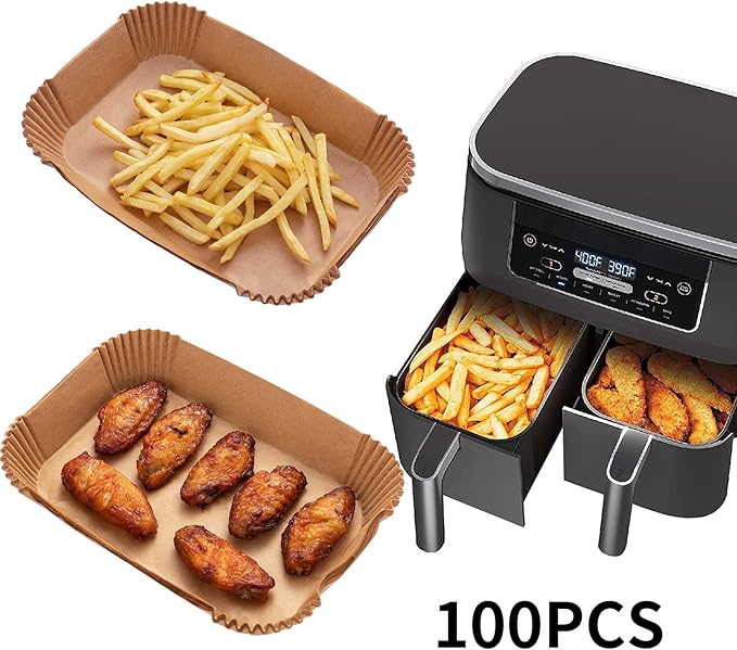 Air Fryer Disposable Paper Liner, 100PCS Food Grade Parchment Liners for Ninja DZ201,Ninja Foodi