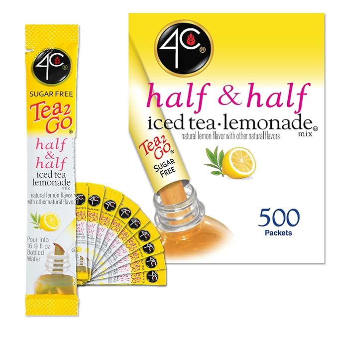 4C Powder Drink Stix, Half & Half 450 Count, Bulk Buy, Singles Stix, On the Go, Refreshing Water