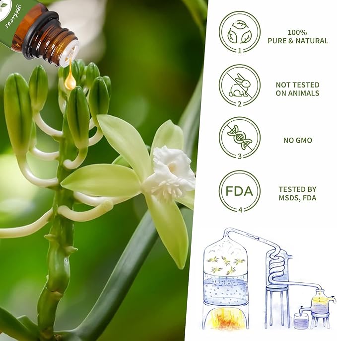 yethious Vanilla Essential Oil for Diffuser & Aromatherapy Perfume Oil Pure Natural Vanilla