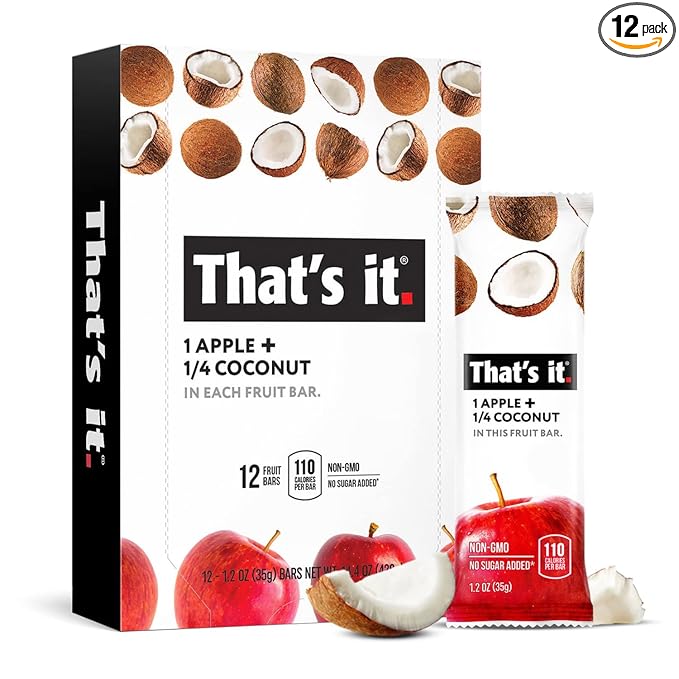 That's it. Apple + Coconut 100% Natural Real Fruit Bar, Best High Fiber Vegan, Gluten Free Healthy