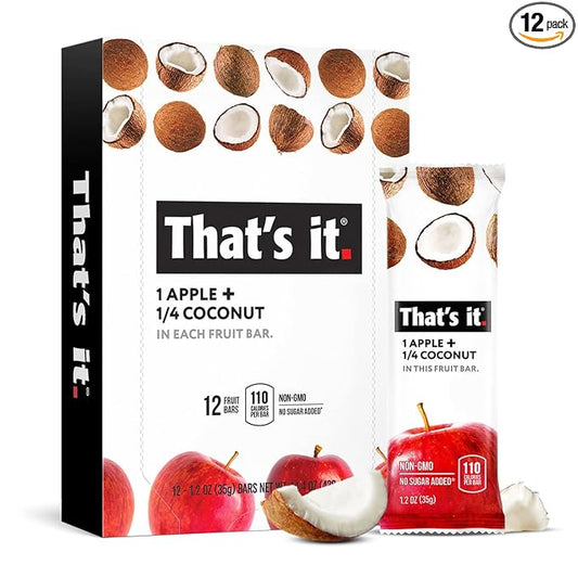 That's it. Apple + Coconut 100% Natural Real Fruit Bar, Best High Fiber Vegan, Gluten Free Healthy
